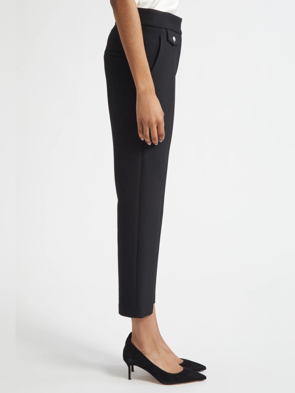 Veronica Beard Cropped Woven Straight Leg Pants